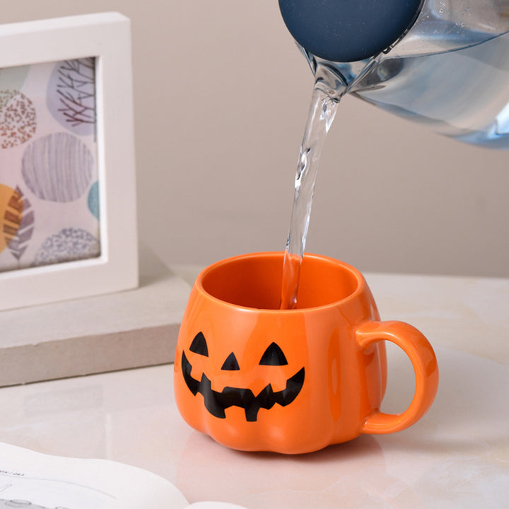 400ML Pumpkin Mug Ceramic Halloween Pumpkin Face Coffee Cup Cute Pumpkin Pattern Mug for Hot Cold Beverages Image 4