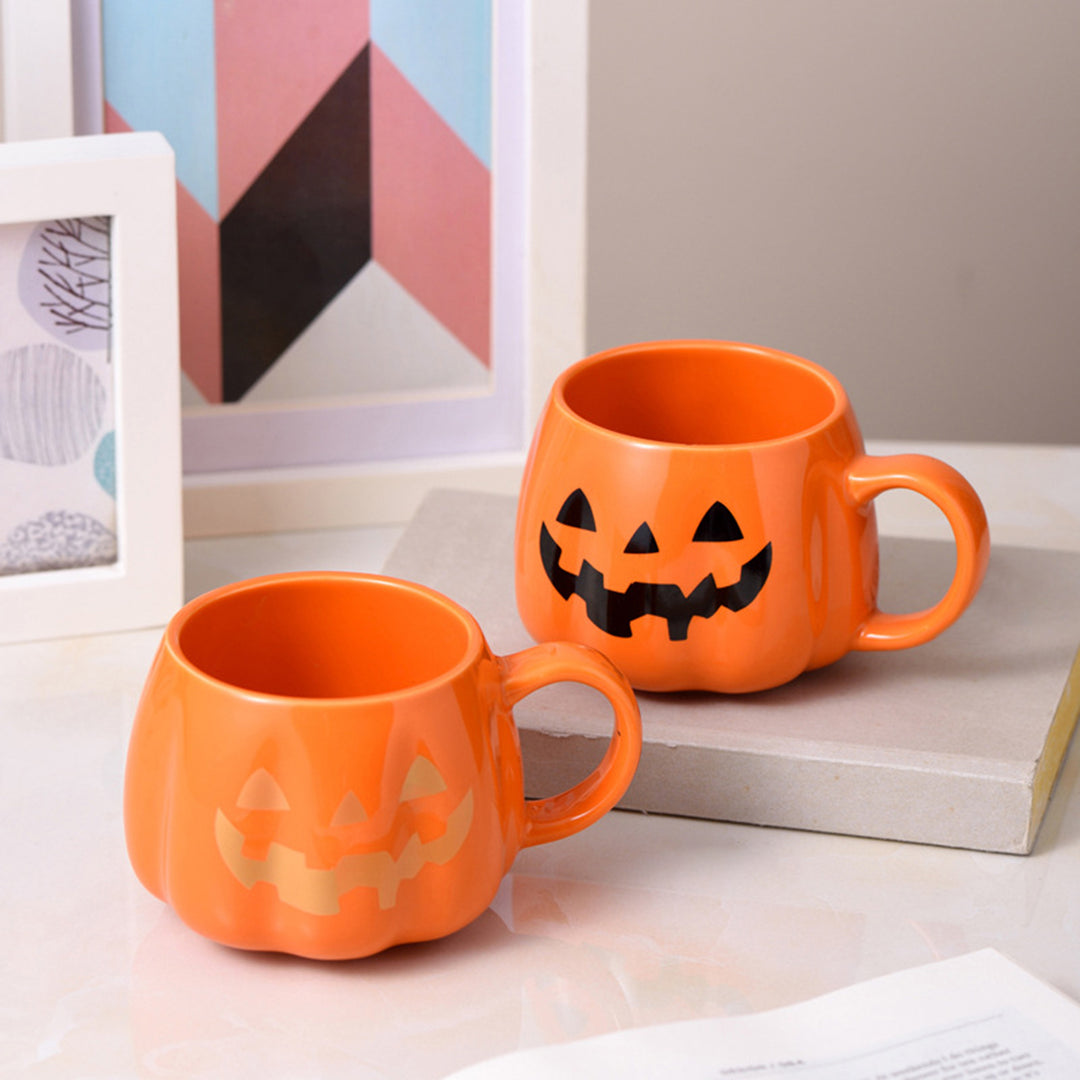 400ML Pumpkin Mug Ceramic Halloween Pumpkin Face Coffee Cup Cute Pumpkin Pattern Mug for Hot Cold Beverages Image 6