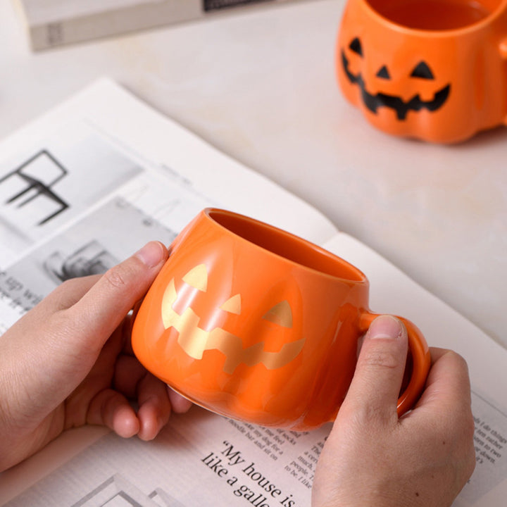 400ML Pumpkin Mug Ceramic Halloween Pumpkin Face Coffee Cup Cute Pumpkin Pattern Mug for Hot Cold Beverages Image 8