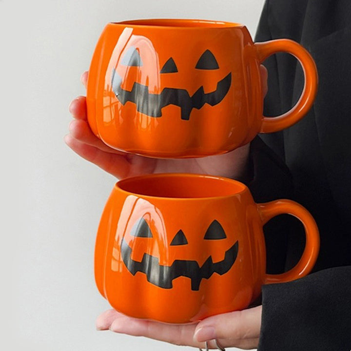 400ML Pumpkin Mug Ceramic Halloween Pumpkin Face Coffee Cup Cute Pumpkin Pattern Mug for Hot Cold Beverages Image 9