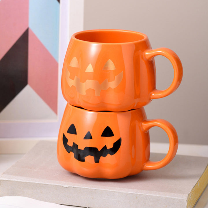 400ML Pumpkin Mug Ceramic Halloween Pumpkin Face Coffee Cup Cute Pumpkin Pattern Mug for Hot Cold Beverages Image 11