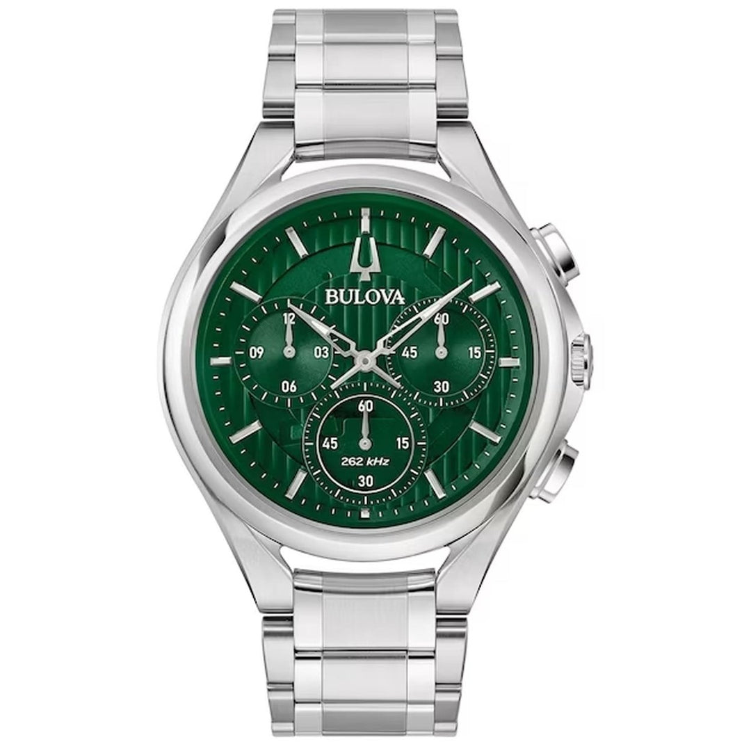 Bulova Mens Curv Green Dial Watch - 96A297 Image 1