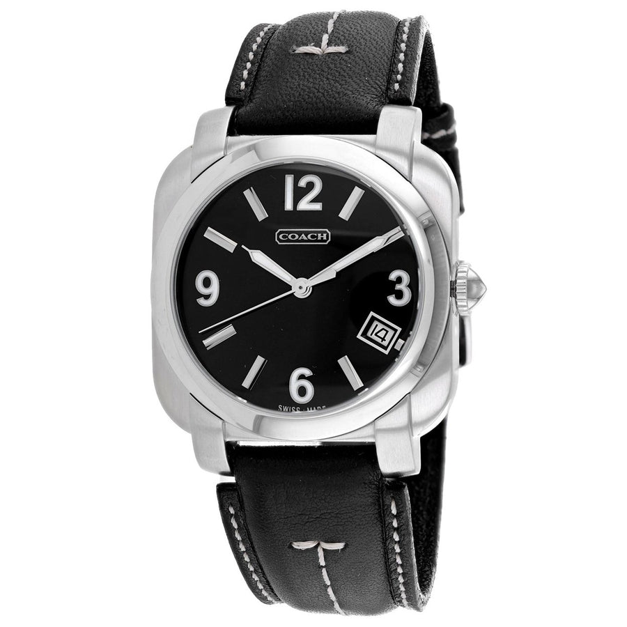 Coach Mens Black Leather Silver Quartz Black Dial Watch - 14600408 Image 1