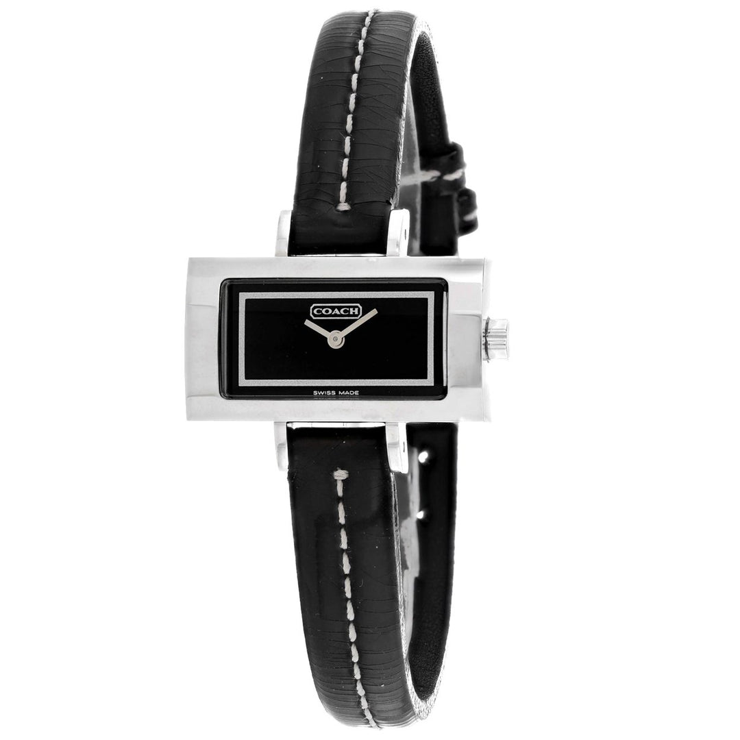 Coach Womens Black Leather Silver Quartz Black Dial Watch - 14500464 Image 1