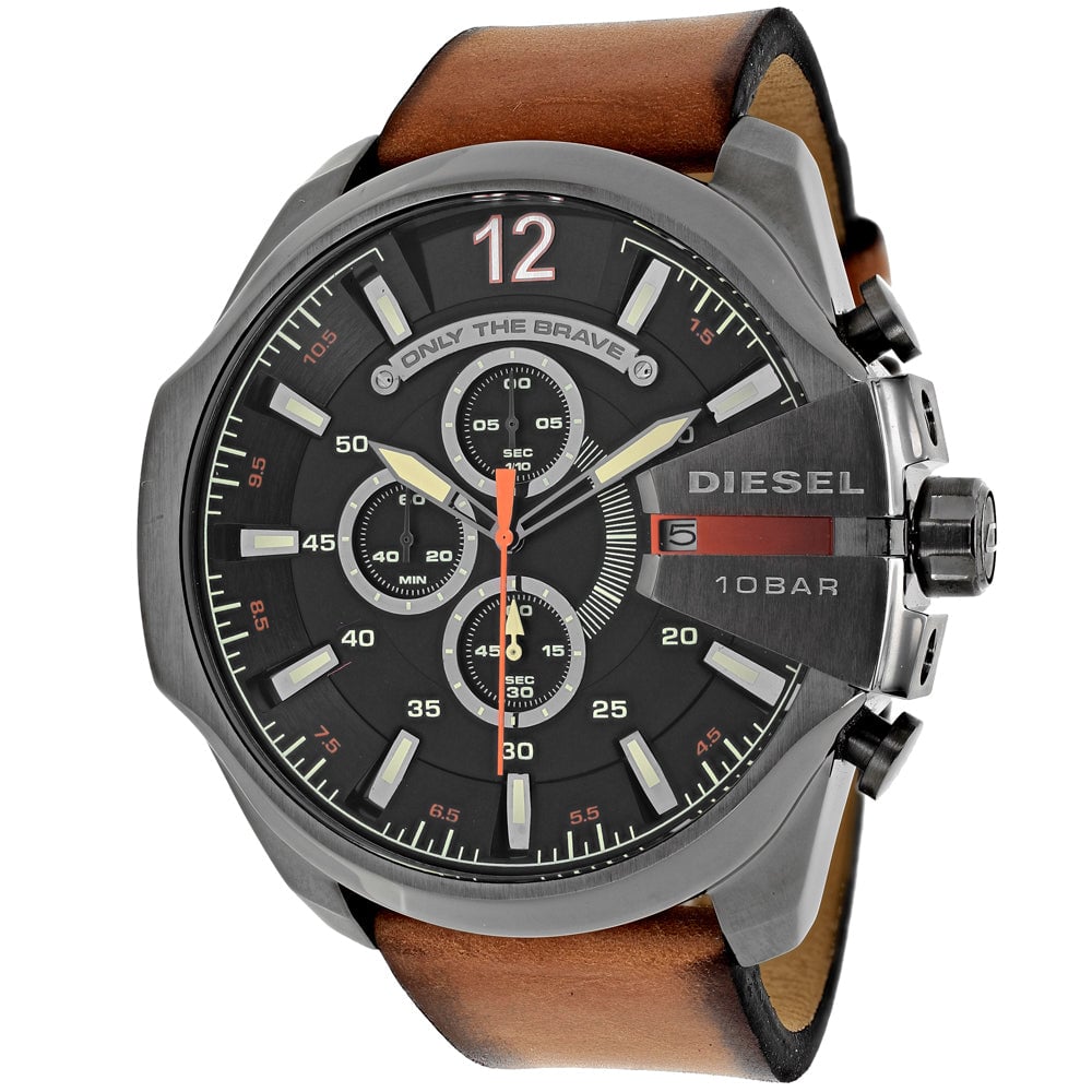 Diesel Mens Mega Chief Black Dial Watch Image 1