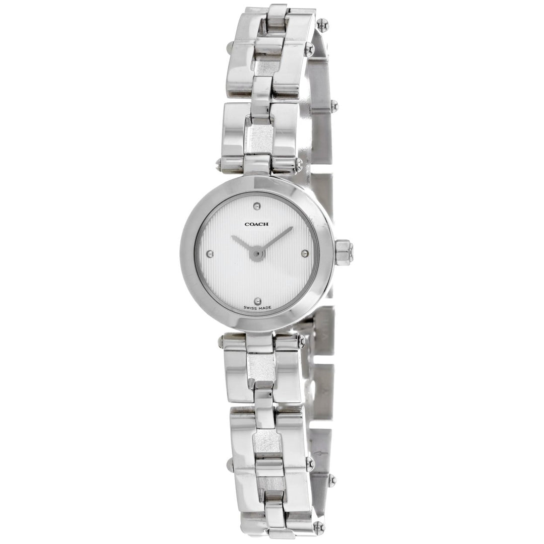 Coach Womens Silver Stainless Steel White Dial White Dial Watch - 14500438 Image 1