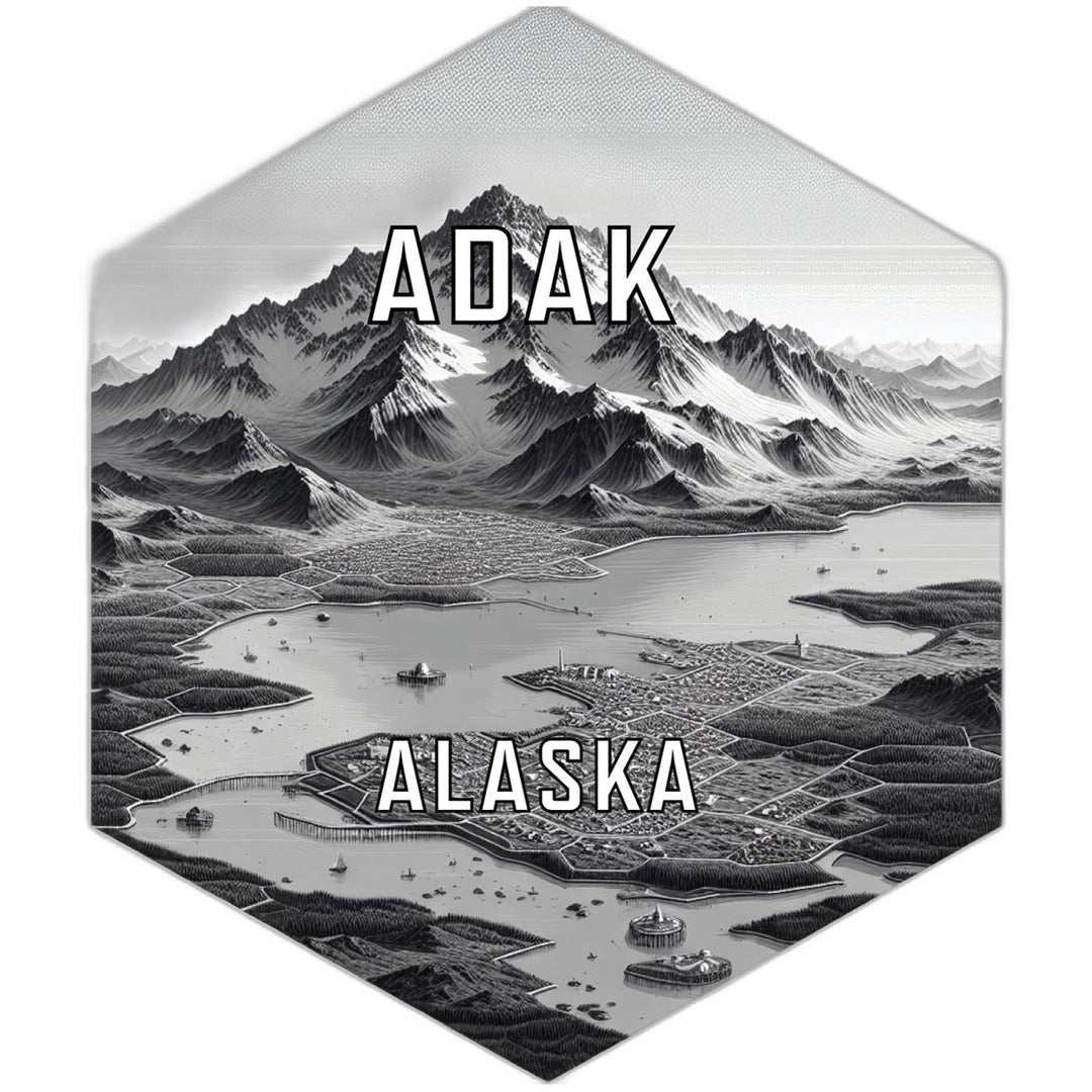 Adak Alaska Souvenir Travel Destination Die Cut Hexagon Fridge Magnet Image 1