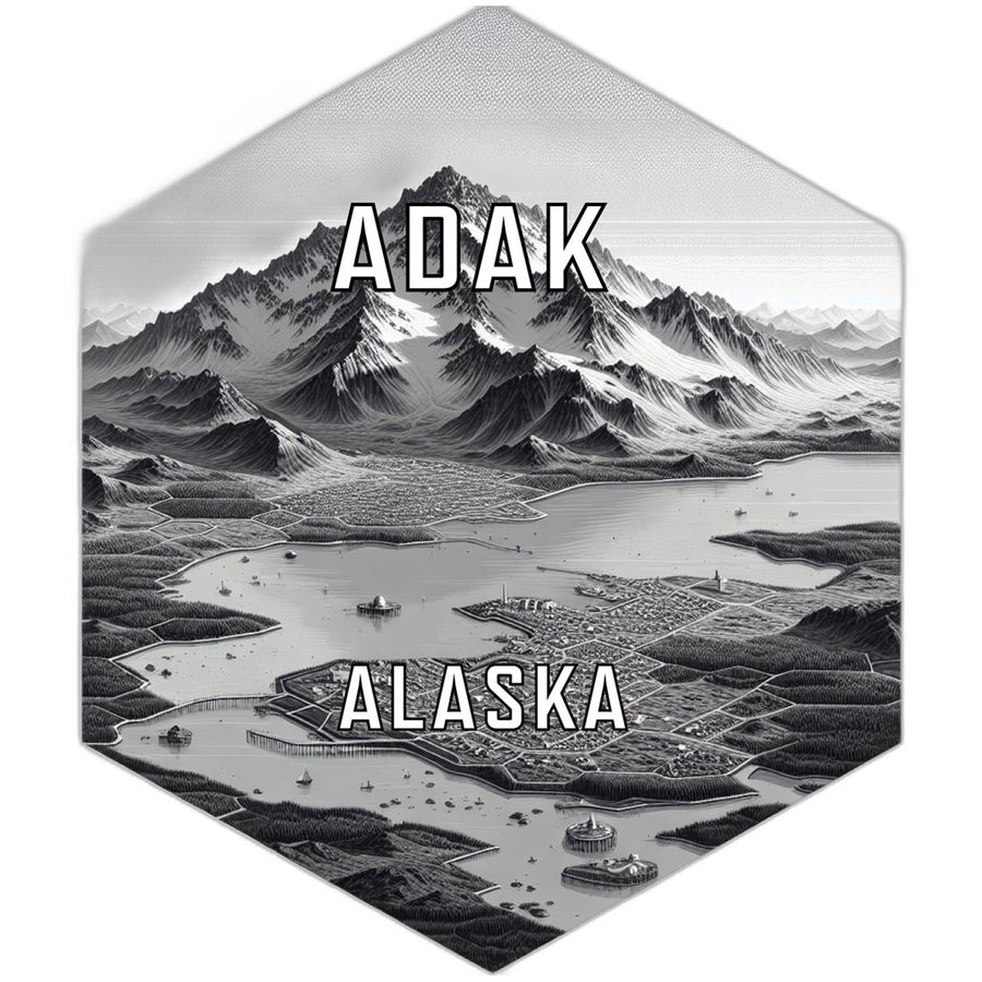 Adak Alaska Souvenir Travel Destination Die Cut Hexagon Fridge Magnet Image 1