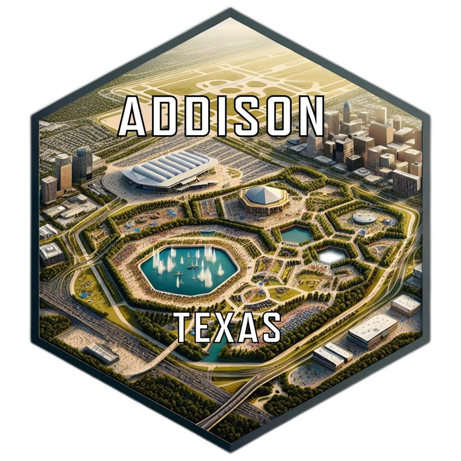 Addison Texas Souvenir Travel Destination Die Cut Hexagon Fridge Magnet Image 1