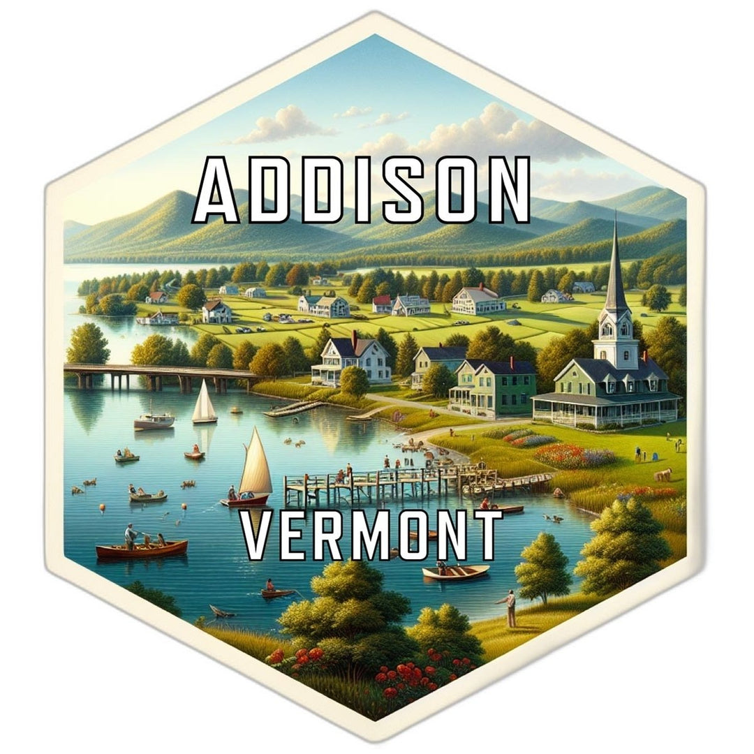 Addison Vermont Souvenir Travel Destination Die Cut Hexagon Fridge Magnet Image 1