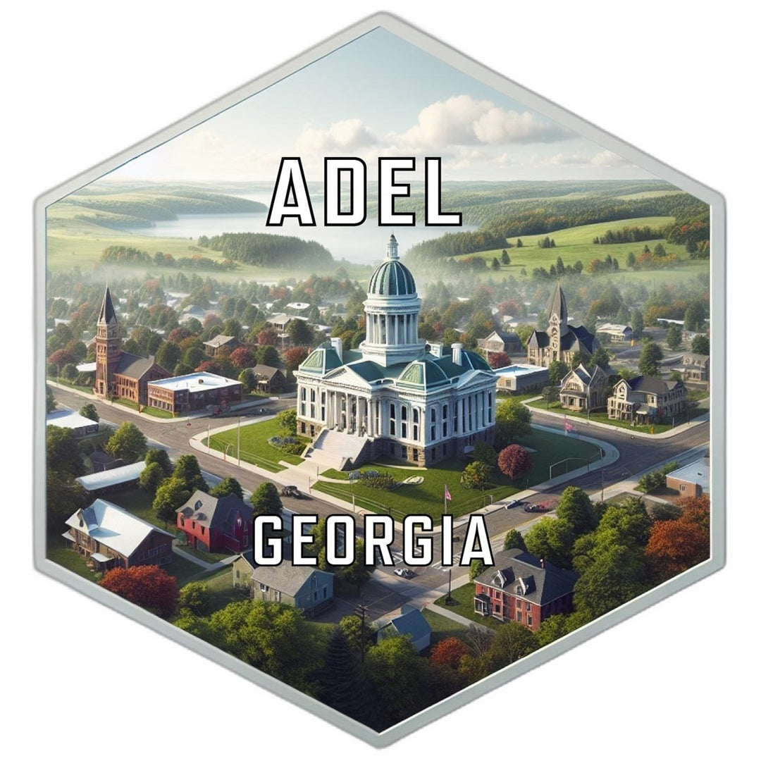 Adel Georgia Souvenir Travel Destination Die Cut Hexagon Fridge Magnet Image 1