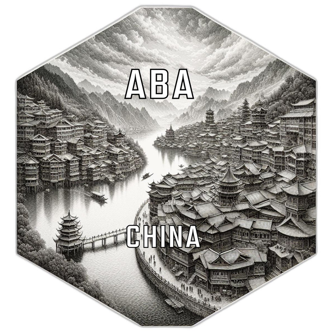 Aba China Souvenir Travel Destination Die Cut Hexagon Fridge Magnet Image 1