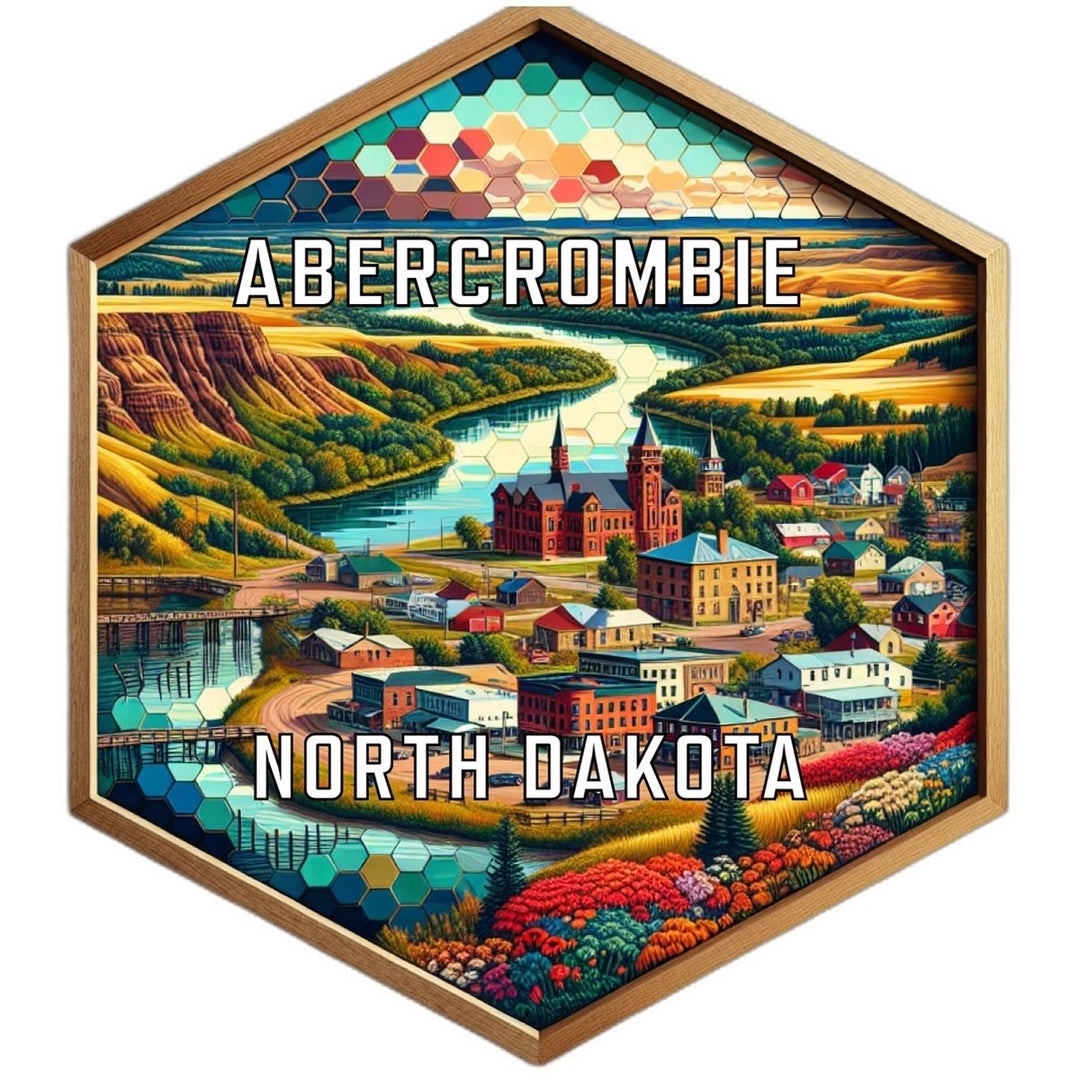 Abercrombie North Dakota Souvenir Travel Destination Die Cut Hexagon Fridge Magnet Image 1