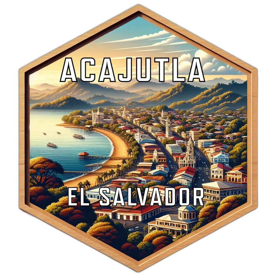 Acajutla El Salvador Souvenir Travel Destination Die Cut Hexagon Fridge Magnet Image 1