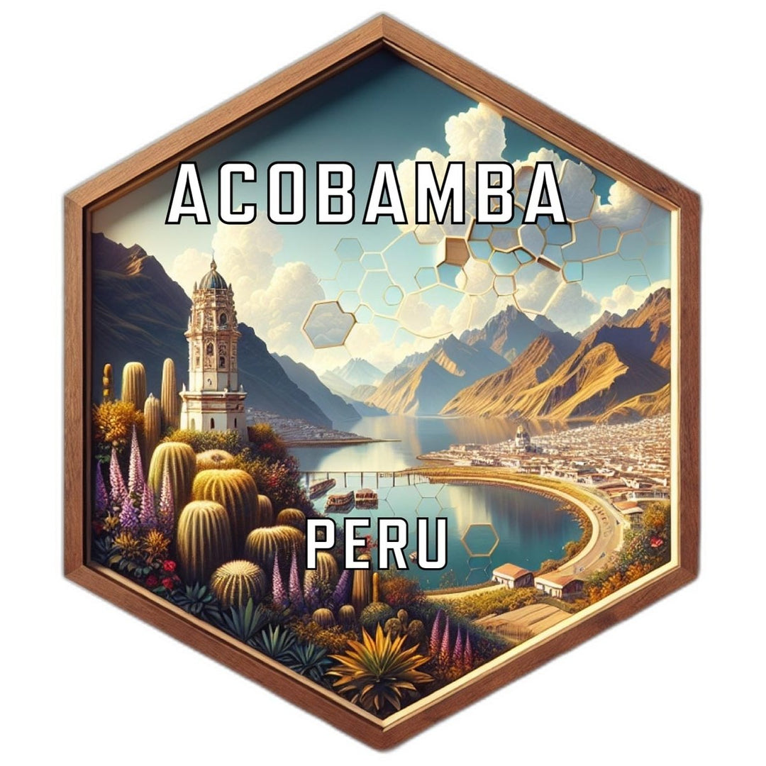 Acobamba Peru Souvenir Travel Destination Die Cut Hexagon Fridge Magnet Image 1