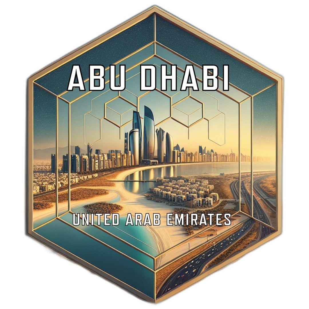 Abu Dhabi United Arab Emirates Souvenir Travel Destination Die Cut Hexagon Fridge Magnet Image 1