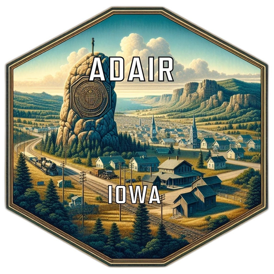 Adair Iowa Souvenir Travel Destination Die Cut Hexagon Fridge Magnet Image 1