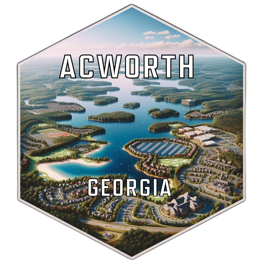 Acworth Georgia Souvenir Travel Destination Die Cut Hexagon Fridge Magnet Image 1