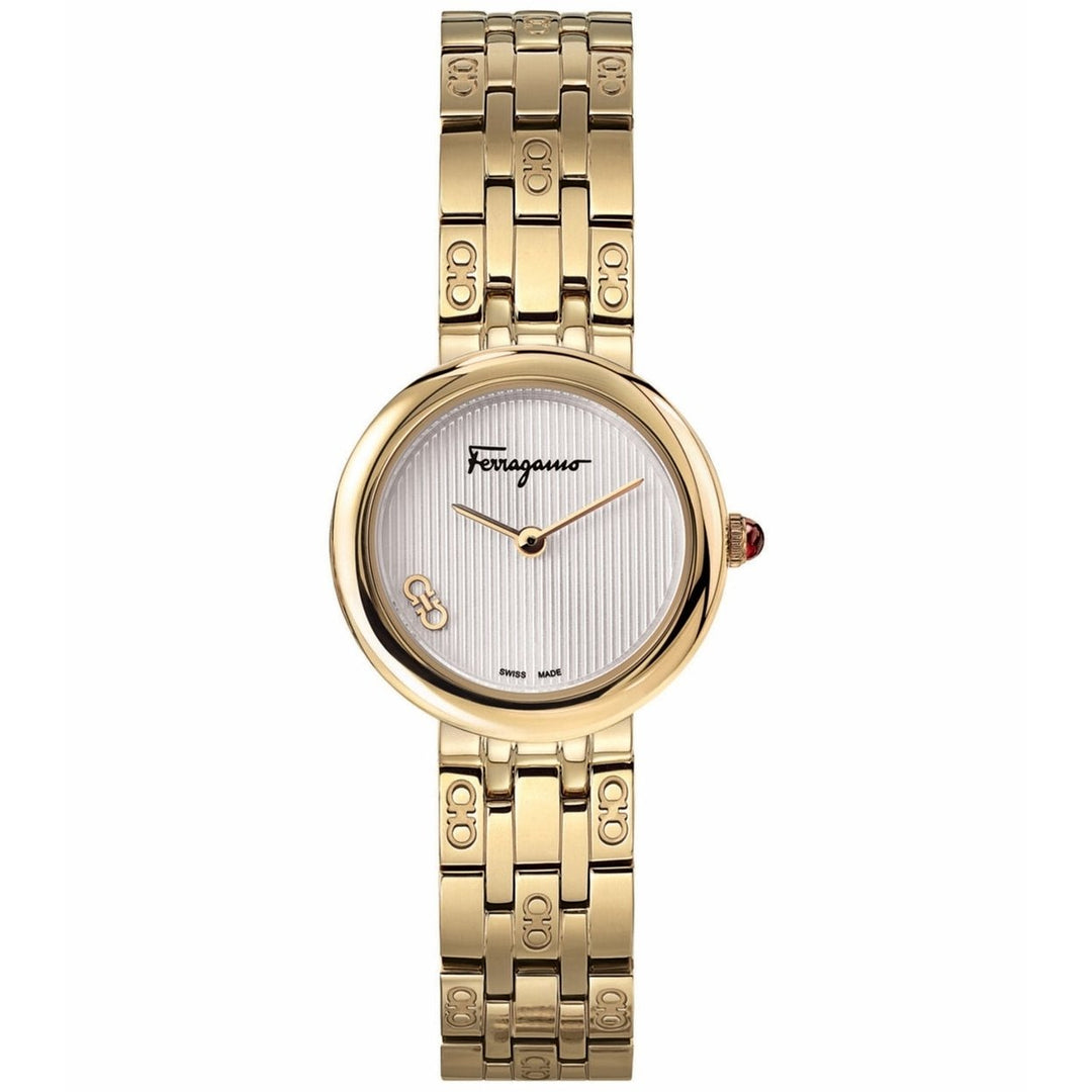 Salvatore Ferragamo Womens Gold Steel Silver Dial White Dial Watch - SFNL00820 Image 1