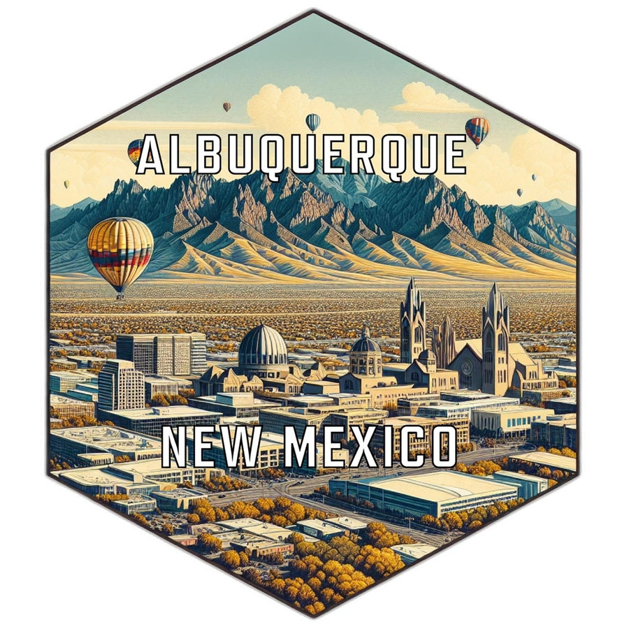 Albuquerque Mexico Souvenir Travel Destination Die Cut Hexagon Fridge Magnet Image 1