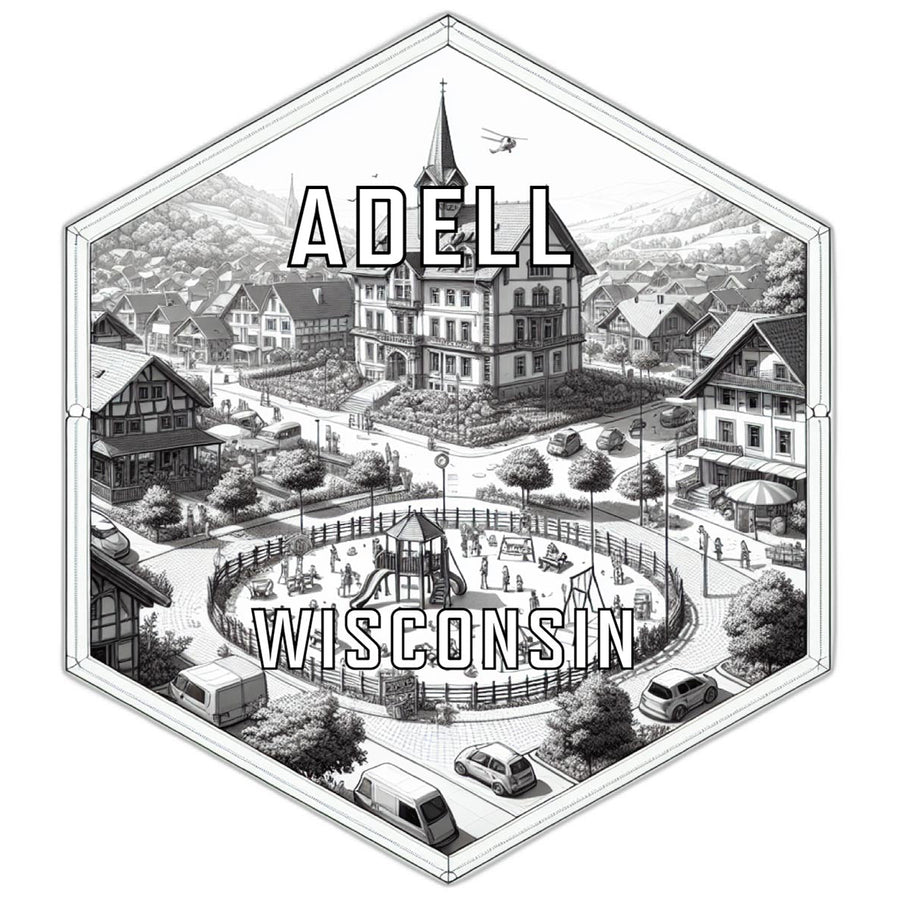 Adell Wisconsin Souvenir Travel Destination Die Cut Hexagon Fridge Magnet Image 1