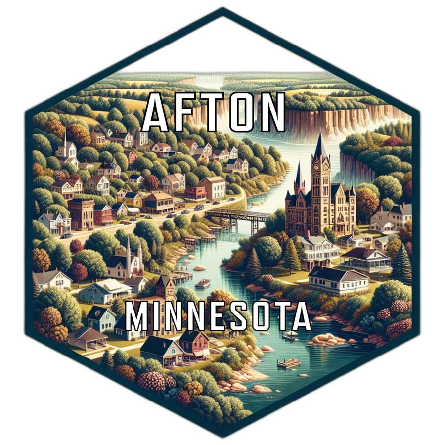 Afton Minnesota Souvenir Travel Destination Die Cut Hexagon Fridge Magnet Image 1