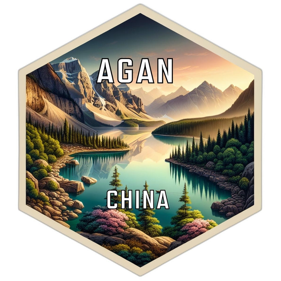 Agan China Souvenir Travel Destination Die Cut Hexagon Fridge Magnet Image 1