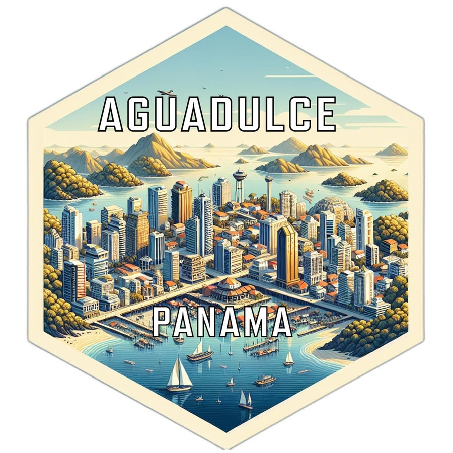 Aguadulce Panama Souvenir Travel Destination Die Cut Hexagon Fridge Magnet Image 1