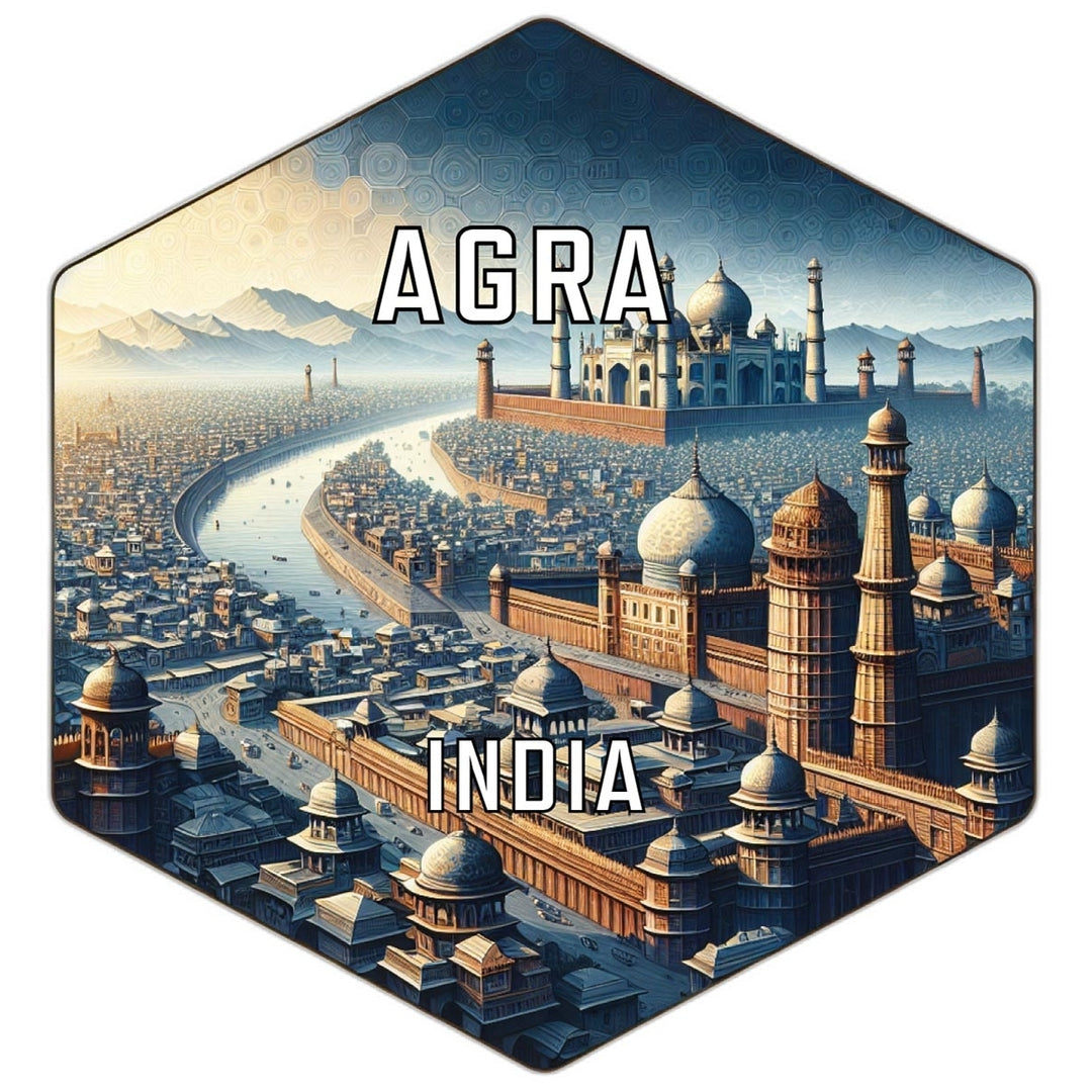 Agra India Souvenir Travel Destination Die Cut Hexagon Fridge Magnet Image 1