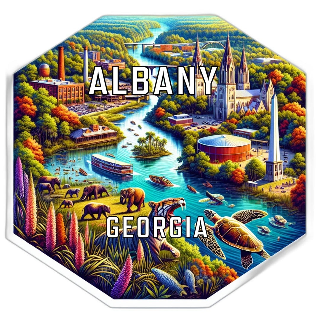 Albany Georgia Souvenir Travel Destination Die Cut Hexagon Fridge Magnet Image 1