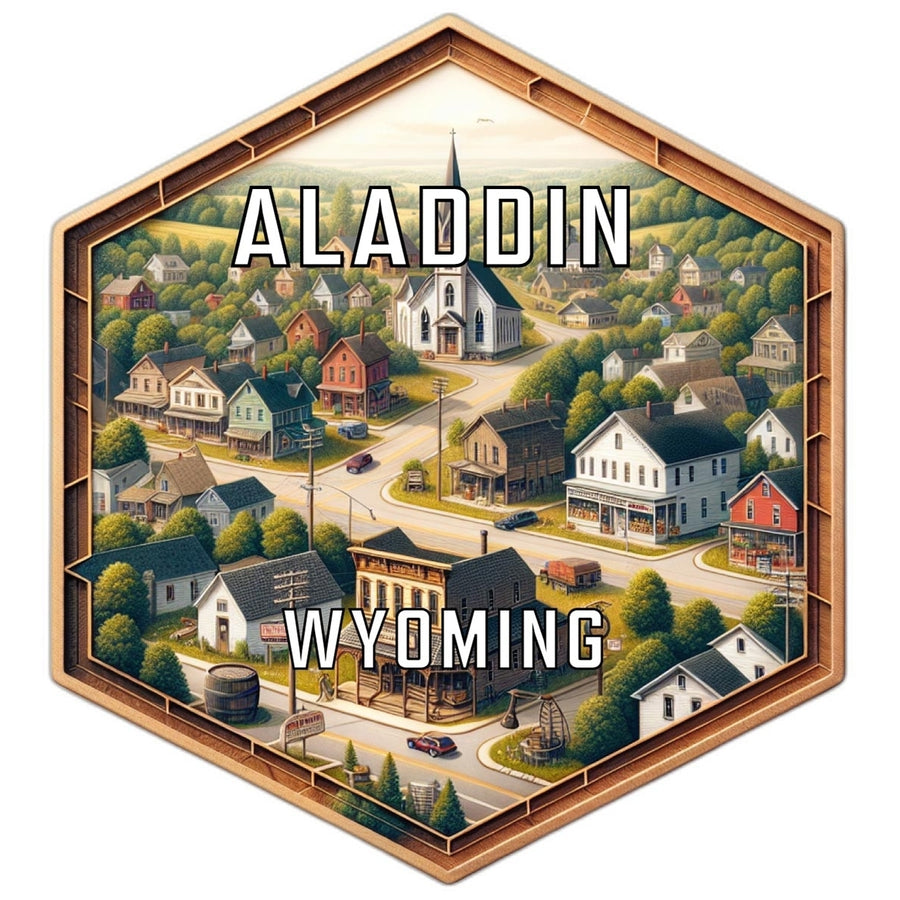 Aladdin Wyoming Souvenir Travel Destination Die Cut Hexagon Fridge Magnet Image 1