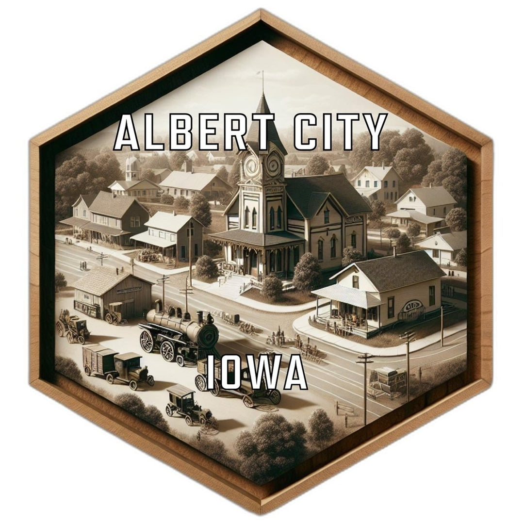 Albert City Iowa Souvenir Travel Destination Die Cut Hexagon Fridge Magnet Image 1