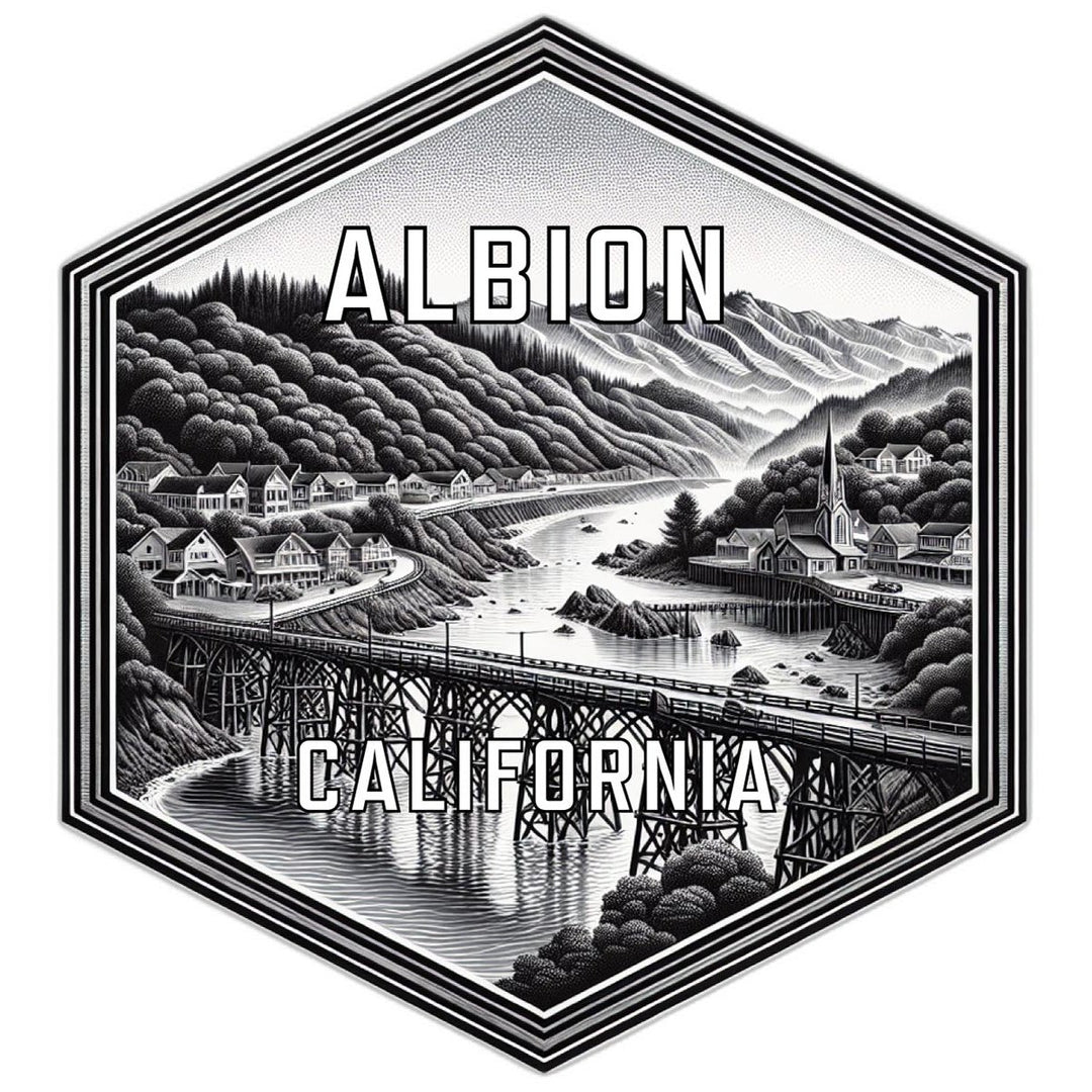 Albion California Souvenir Travel Destination Die Cut Hexagon Fridge Magnet Image 1