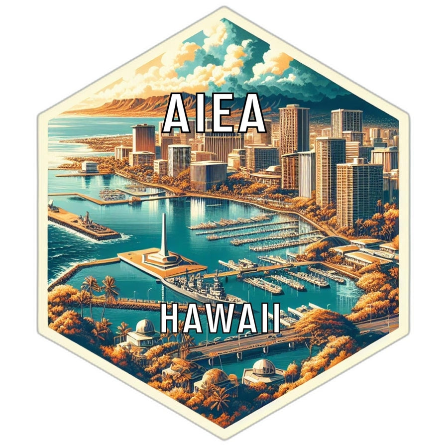 Aiea Hawaii Souvenir Travel Destination Die Cut Hexagon Fridge Magnet Image 1