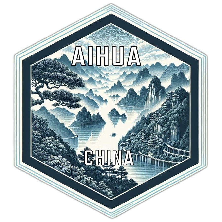 Aihua China Souvenir Travel Destination Die Cut Hexagon Fridge Magnet Image 1