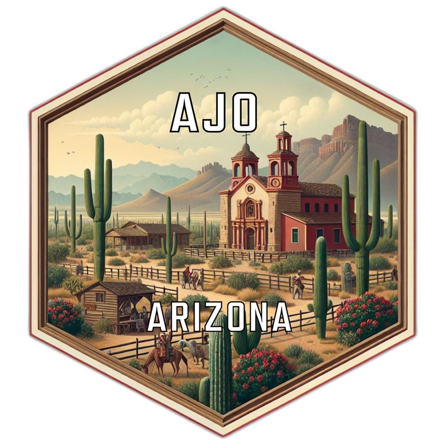 Ajo Arizona Souvenir Travel Destination Die Cut Hexagon Fridge Magnet Image 1