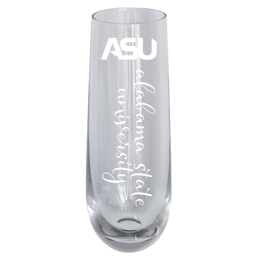 Alabama State University 10oz Engraved Champagne Flute Officially Licensed Collegiate Product Image 1