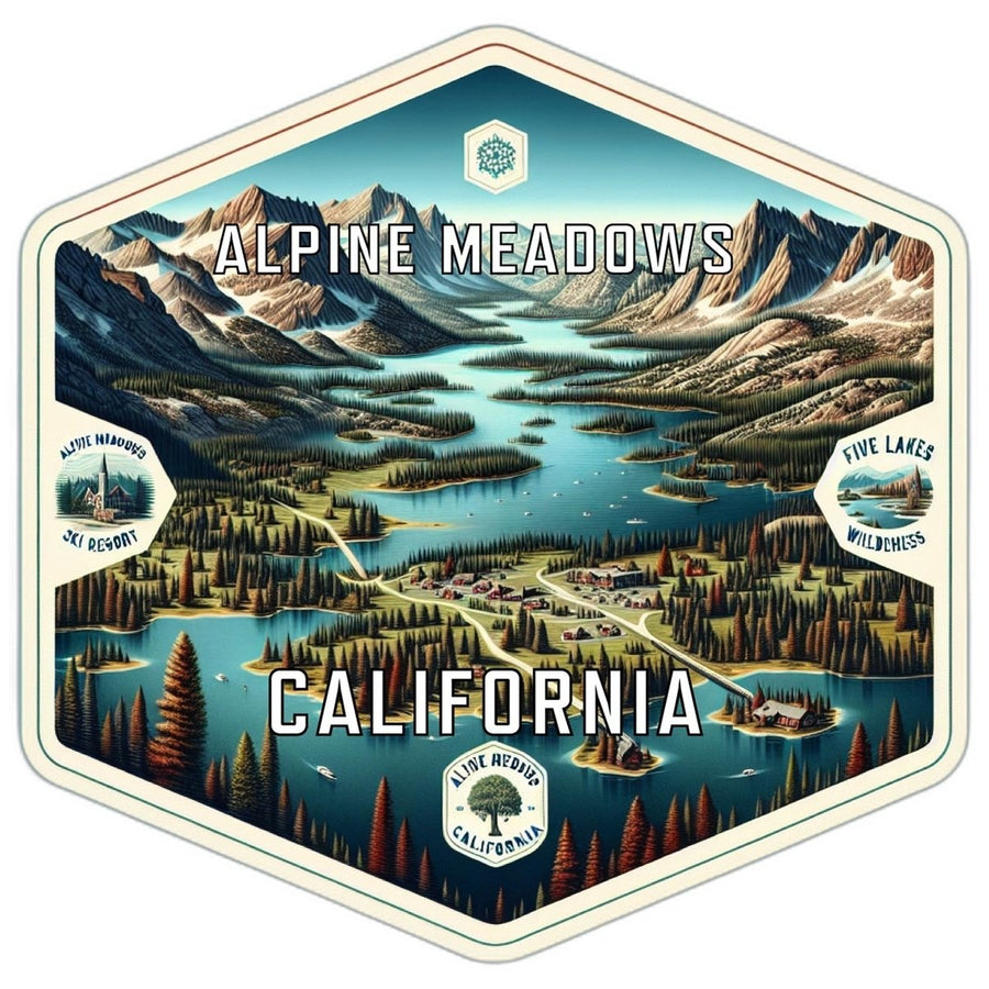 Alpine Meadows California Souvenir Travel Destination Die Cut Hexagon Fridge Magnet Image 1