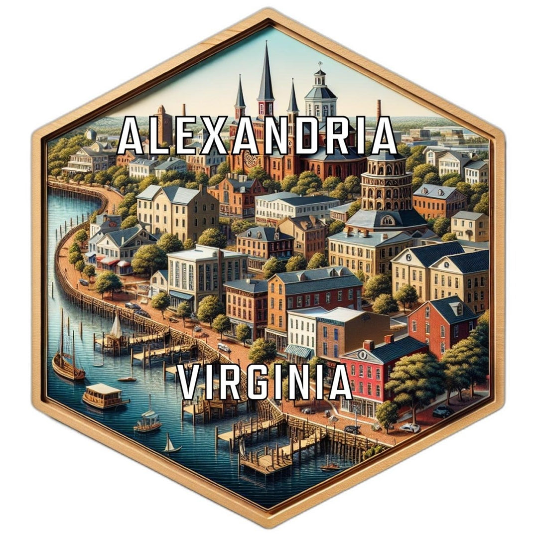 Alexandria Virginia Souvenir Travel Destination Die Cut Hexagon Fridge Magnet Image 1