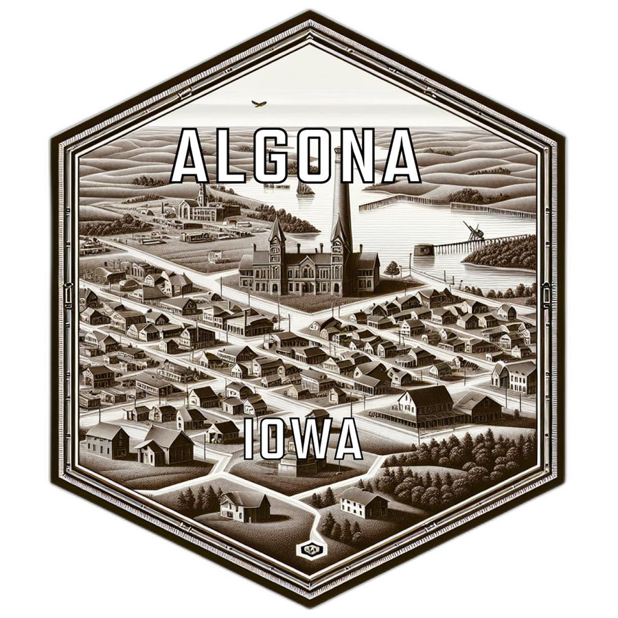 Algona Iowa Souvenir Travel Destination Die Cut Hexagon Fridge Magnet Image 1