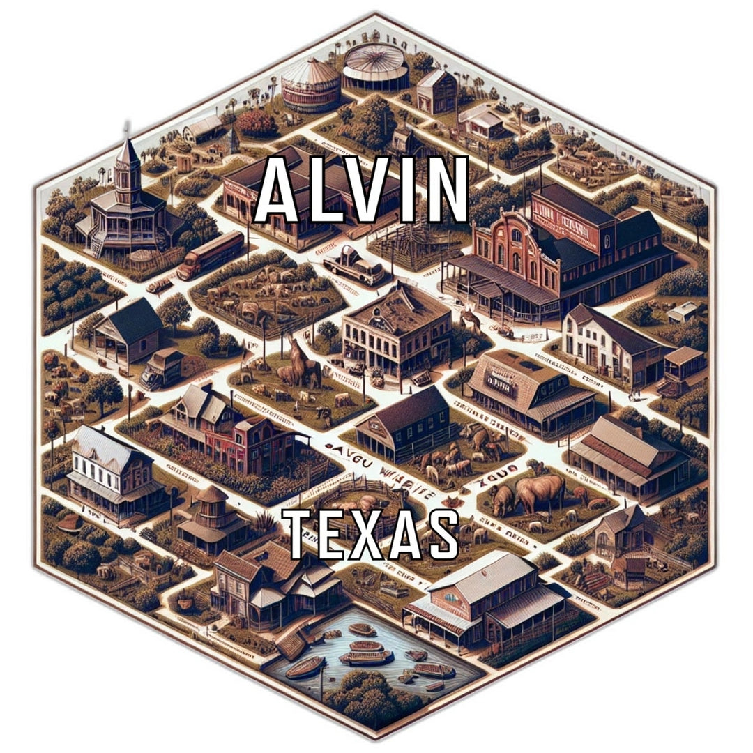 Alvin Texas Souvenir Travel Destination Die Cut Hexagon Fridge Magnet Image 1