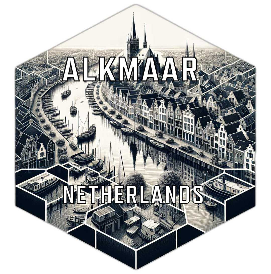 Alkmaar Netherlands Souvenir Travel Destination Die Cut Hexagon Fridge Magnet Image 1