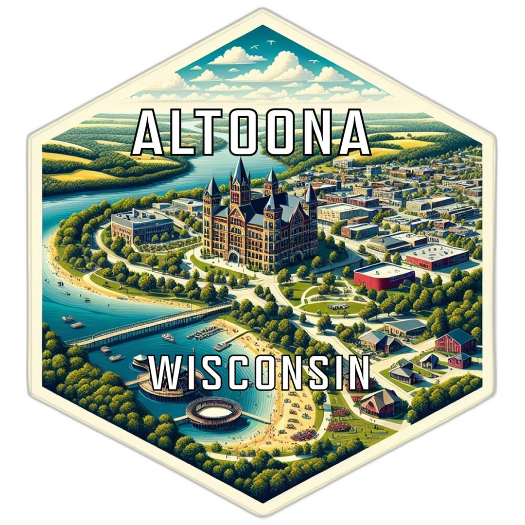 Altoona Wisconsin Souvenir Travel Destination Die Cut Hexagon Fridge Magnet Image 1