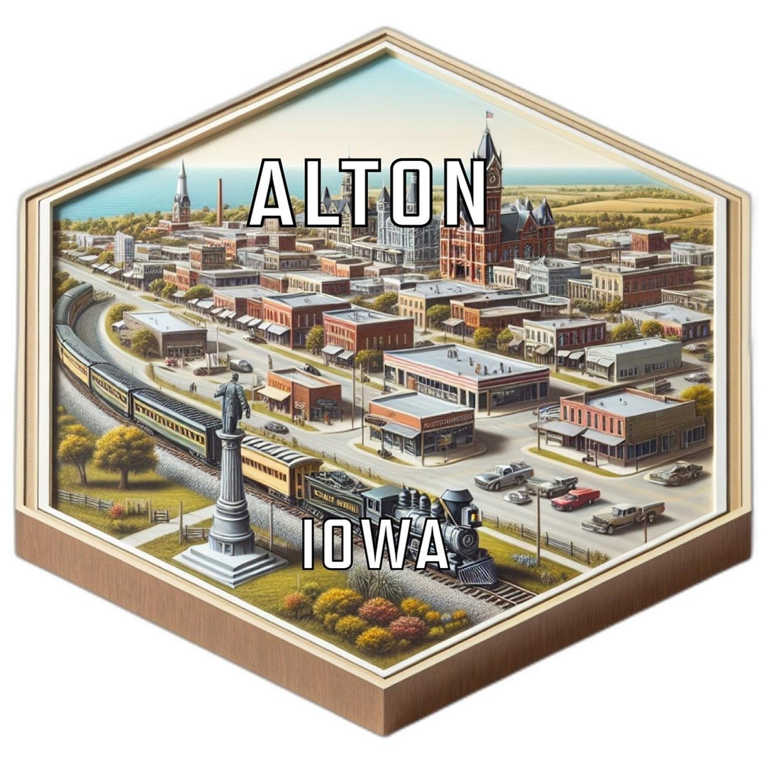 Alton Iowa Souvenir Travel Destination Die Cut Hexagon Fridge Magnet Image 1