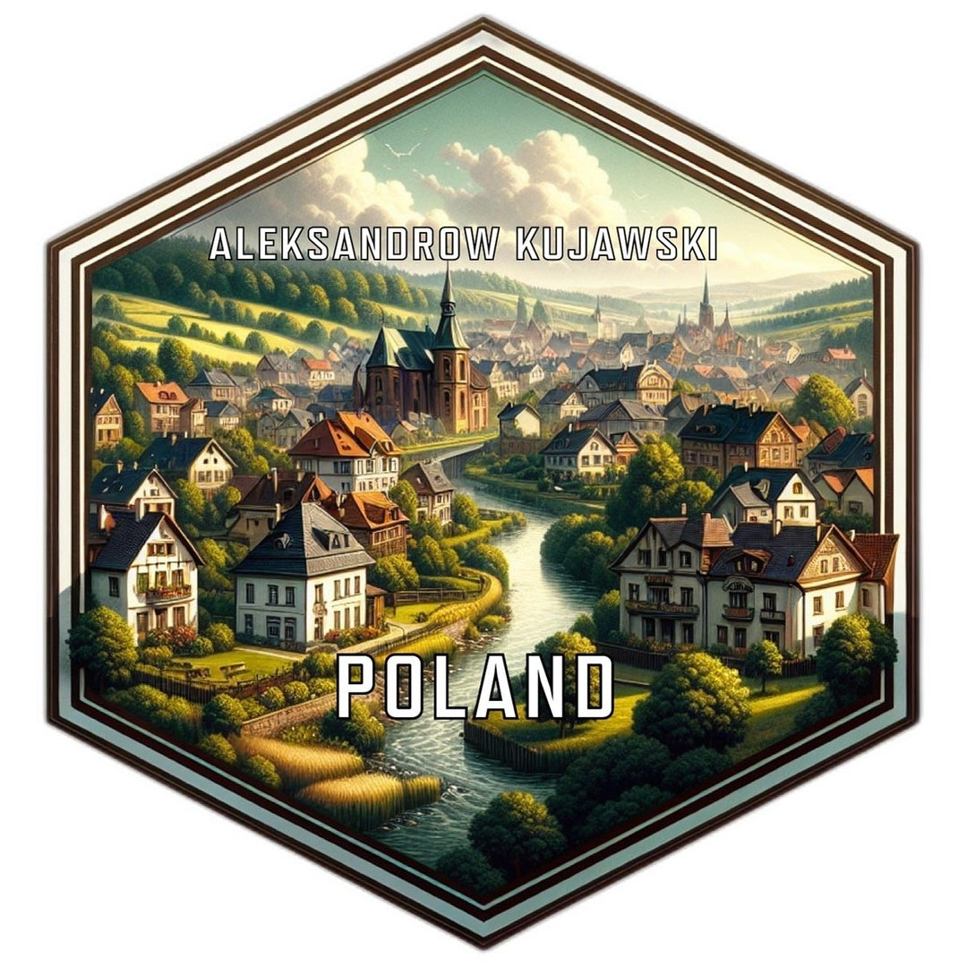 Aleksandrow Kujawski Poland Souvenir Travel Destination Die Cut Hexagon Fridge Magnet Image 1