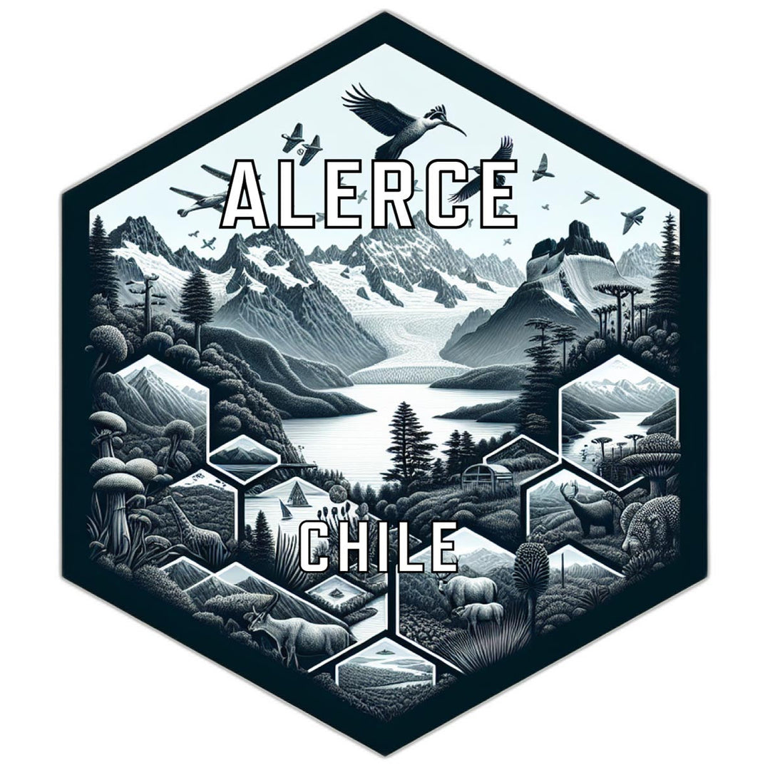 Alerce Chile Souvenir Travel Destination Die Cut Hexagon Fridge Magnet Image 1