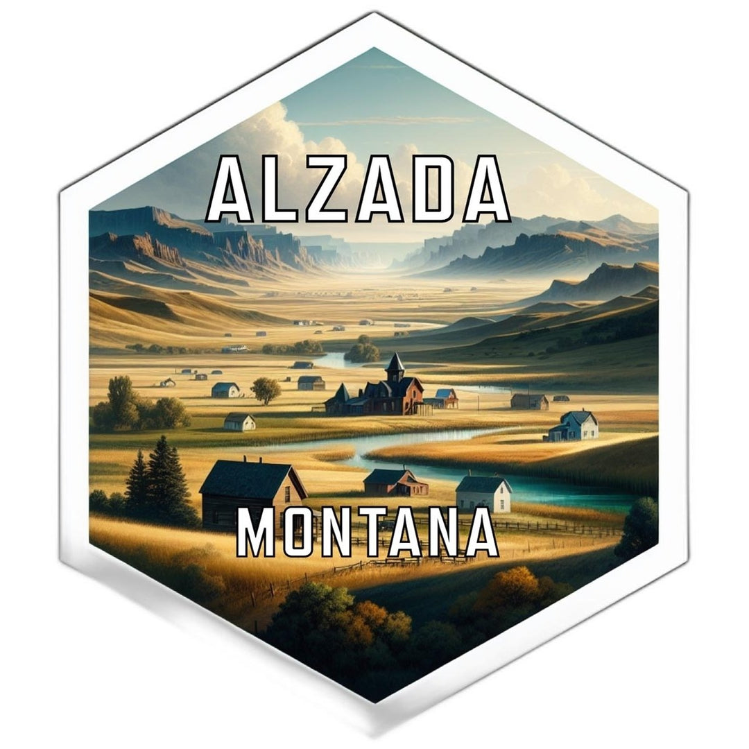 Alzada Montana Souvenir Travel Destination Die Cut Hexagon Fridge Magnet Image 1