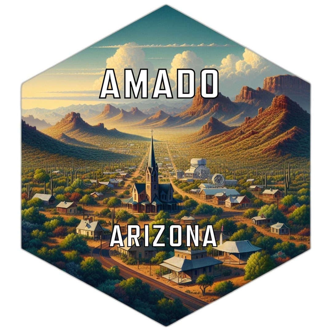 Amado Arizona Souvenir Travel Destination Die Cut Hexagon Fridge Magnet Image 1