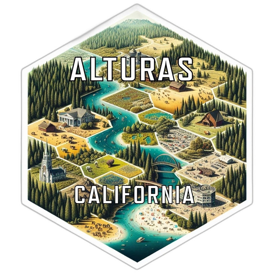 Alturas California Souvenir Travel Destination Die Cut Hexagon Fridge Magnet Image 1