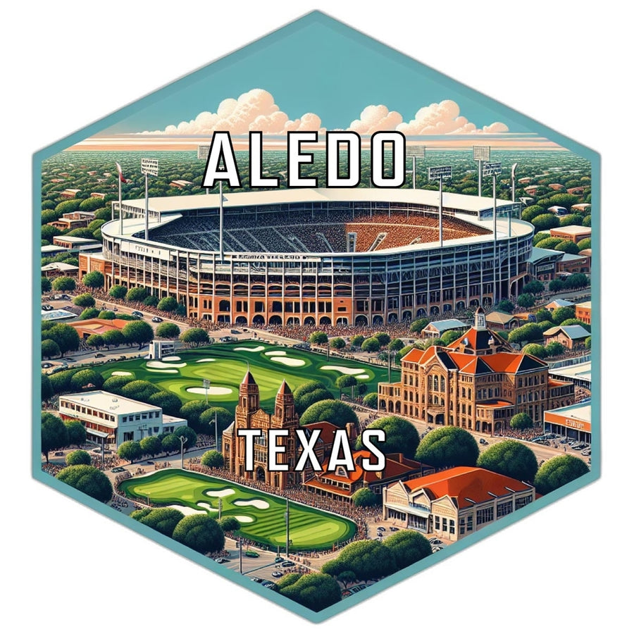 Aledo Texas Souvenir Travel Destination Die Cut Hexagon Fridge Magnet Image 1